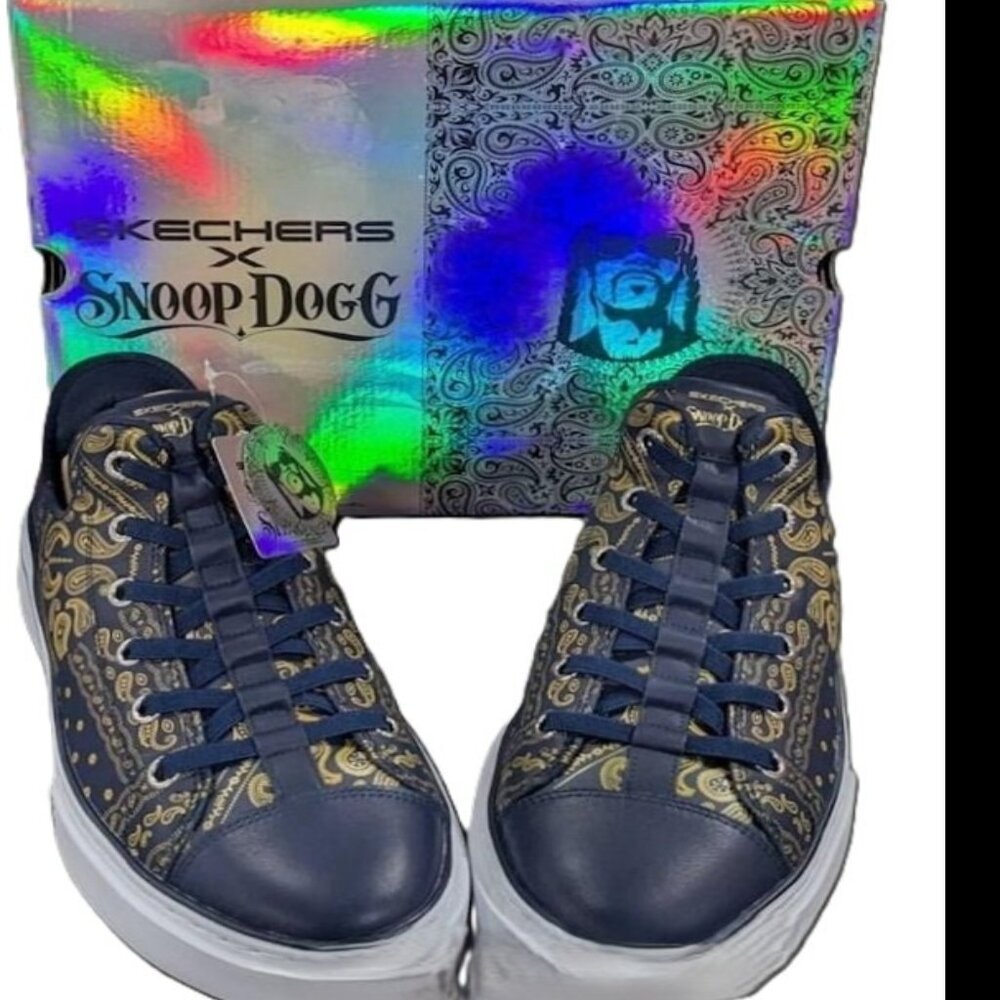 Skechers x Snoop Dogg Navy Paisley Bandana Leather Slip-Ins Sneakers 10